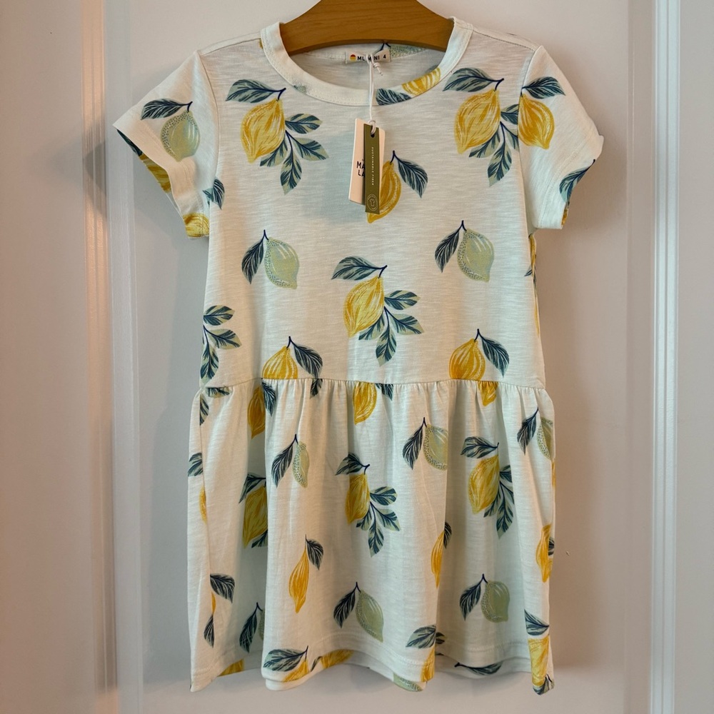 Marine Layer Little Girl M L Mini T- Shirt Lemon Print  Dress